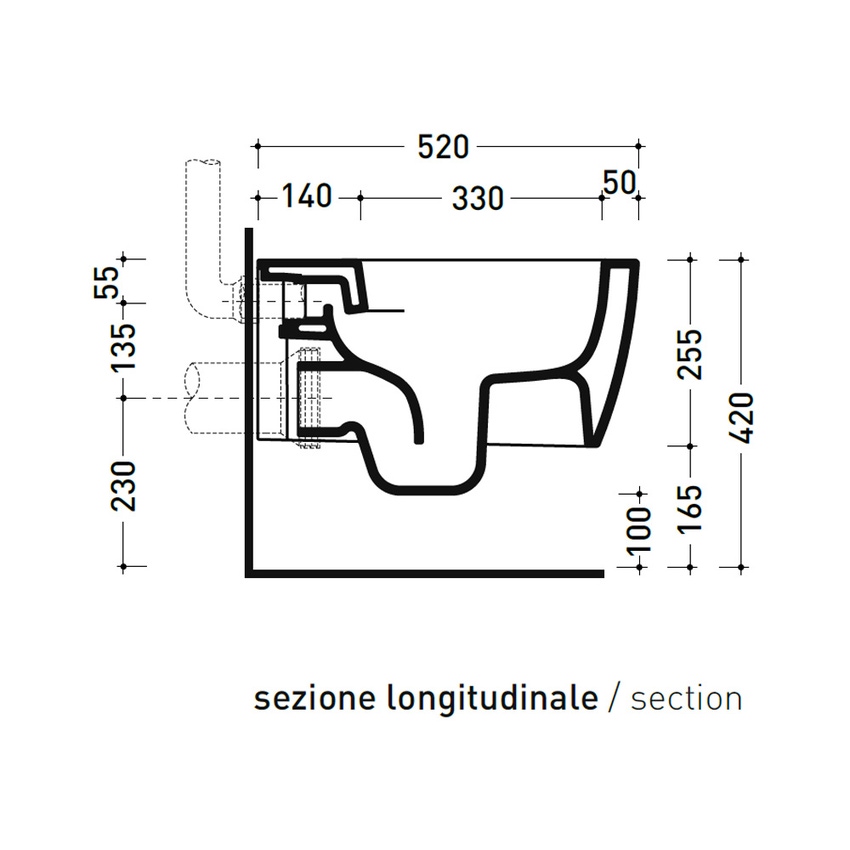 Immagine di Flaminia PLAY vaso sospeso P.52 cm, con sistema goclean®, senza sedile, colore bianco finitura lucido PY118G