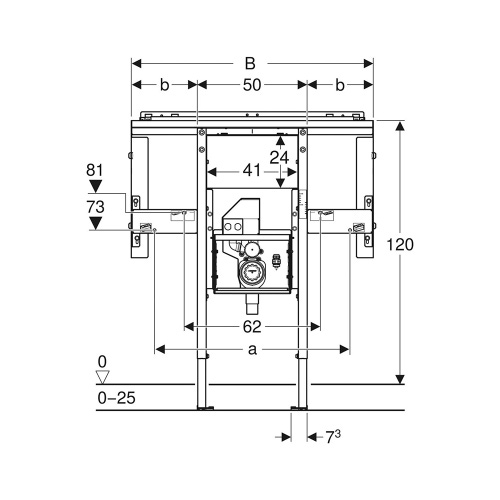 Immagine di Geberit DUOFIX modulo per lavabo Geberit ONE 75 cm e rubinetteria a parete, ad altezza totale, con sifone girevole e Clou ad incasso 111.081.00.2