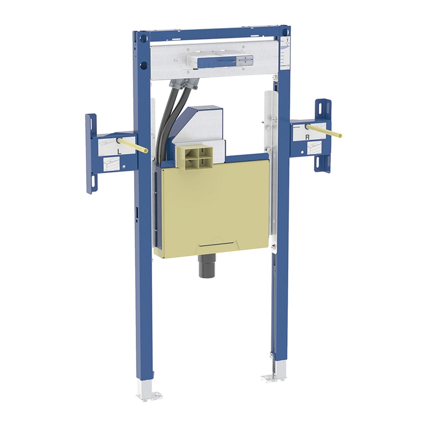 Immagine di Geberit DUOFIX modulo per lavabo 90cm e rubinetteria a parete Geberit ONE, ad altezza parziale, con sifone girevole e Clou ad incasso 111.092.00.2