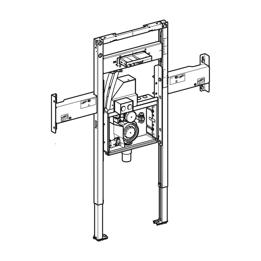 Immagine di Geberit DUOFIX modulo per lavabo 75 cm e rubinetteria a parete Geberit ONE, ad altezza parziale, con sifone girevole e Clou ad incasso 111.091.00.2