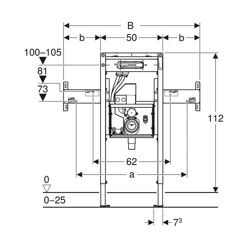 Immagine di Geberit DUOFIX modulo per lavabo 75 cm e rubinetteria a parete Geberit ONE, ad altezza parziale, con sifone girevole e Clou ad incasso 111.091.00.2
