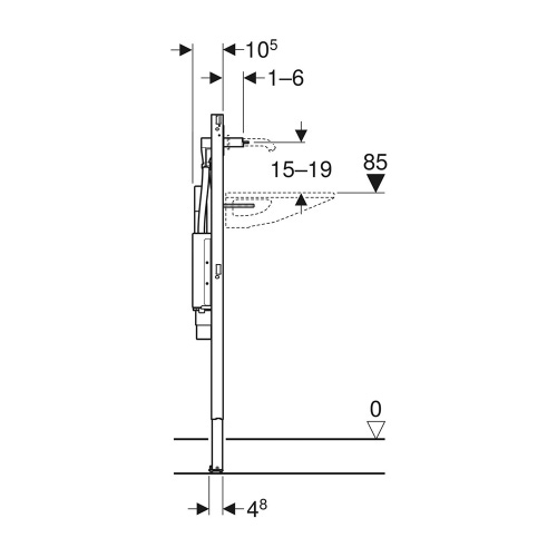 Immagine di Geberit DUOFIX modulo per lavabo 75 cm e rubinetteria a parete Geberit ONE, ad altezza parziale, con sifone girevole e Clou ad incasso 111.091.00.2