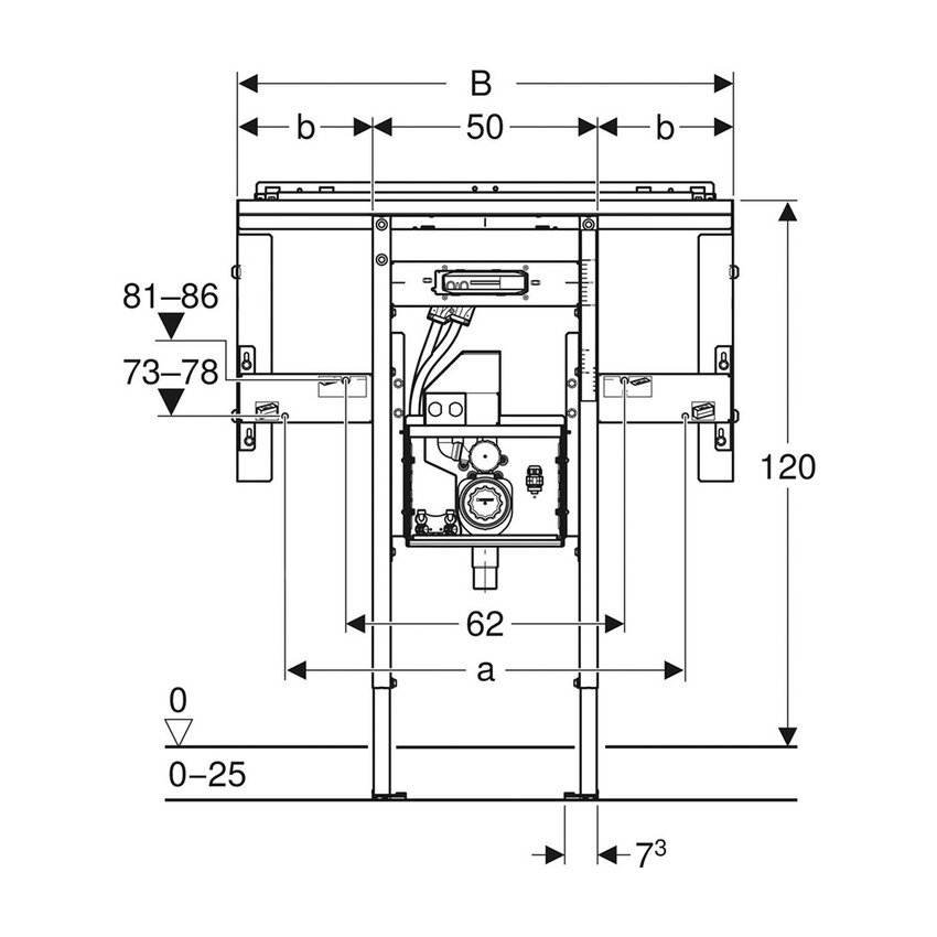 Immagine di Geberit DUOFIX modulo per lavabo 75 cm e rubinetteria Geberit ONE, ad altezza totale, con sifone girevole e Cloud ad incasso 111.071.00.2