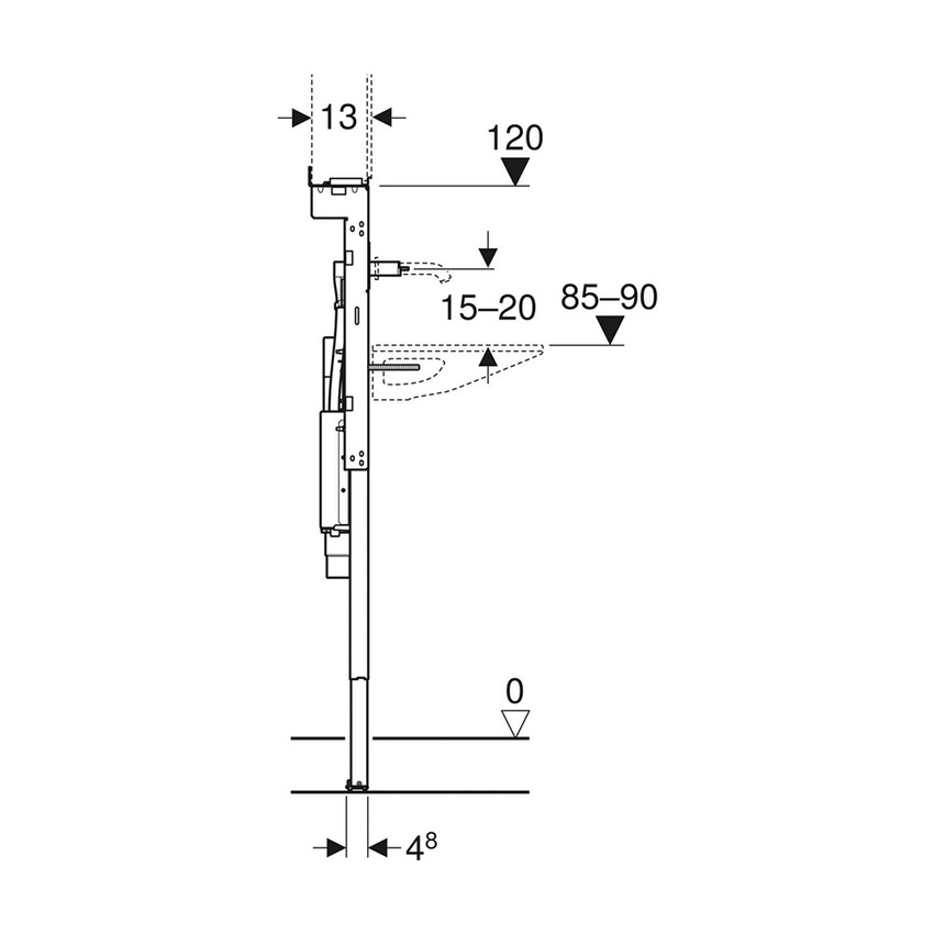 Immagine di Geberit DUOFIX modulo per lavabo 75 cm e rubinetteria Geberit ONE, ad altezza totale, con sifone girevole e Cloud ad incasso 111.071.00.2