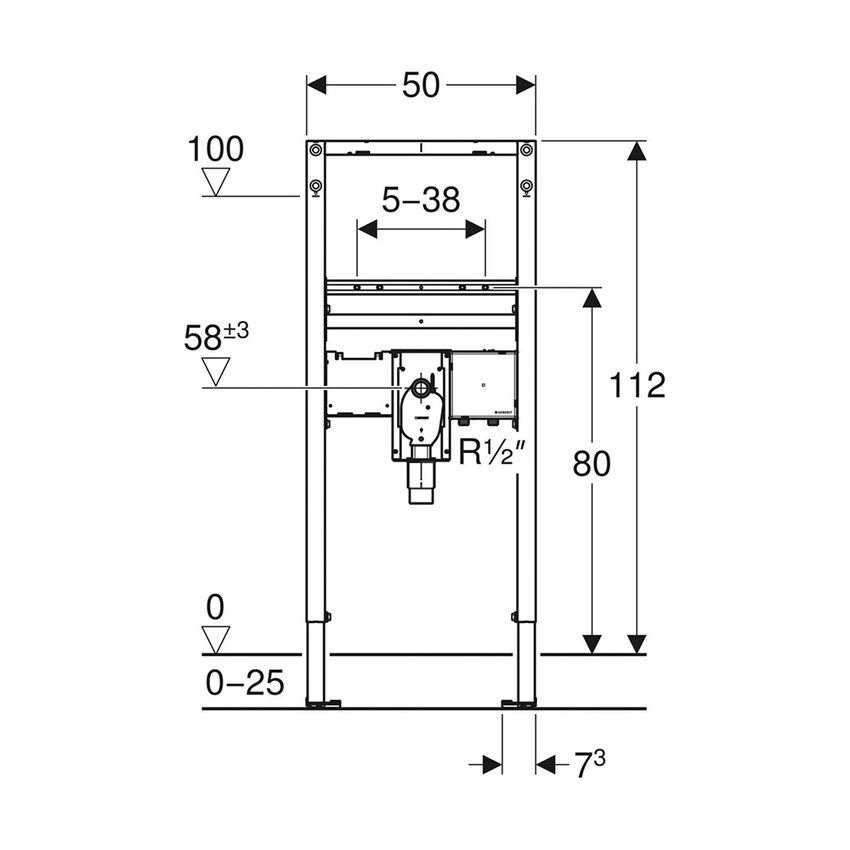 Immagine di Geberit DUOFIX modulo per lavabo 112 cm rubinetteria a pianale con scatola funzionale da incasso con sifone da incasso 111.563.00.2