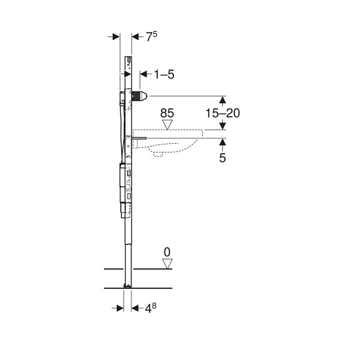 Immagine di Geberit DUOFIX modulo per lavabo 130 cm rubinetteria a parete con scatola funzionale da incasso con sifone da incasso 111.562.00.2