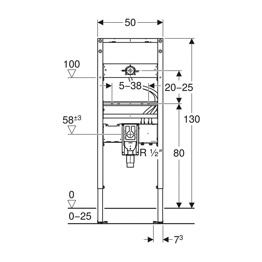 Immagine di Geberit DUOFIX modulo per lavabo 130 cm rubinetteria a parete con scatola funzionale da incasso con sifone da incasso 111.562.00.2