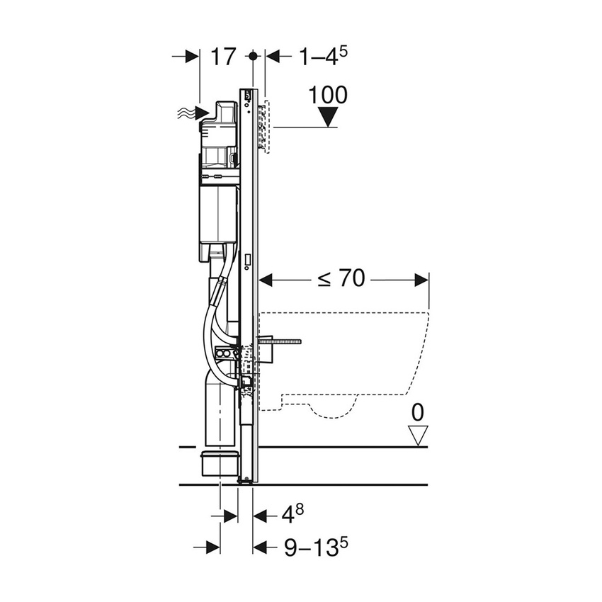 Immagine di Geberit DUOFIX modulo per WC sospeso 112 cm con cassetta di risciacquo da incasso Sigma 12 cm per disabili 111.909.00.6