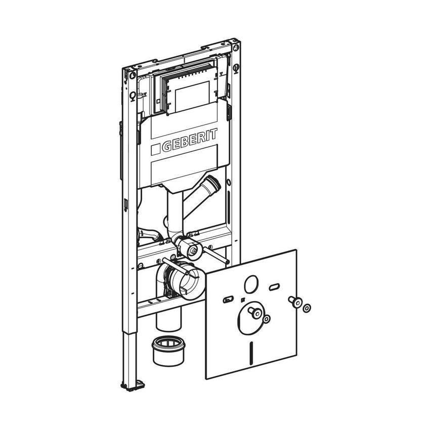 Immagine di Geberit DUOFIX modulo per WC sospeso 112 cm con cassetta di risciacquo da incasso Sigma 12 cm per aspiratore dei cattivi odori collegato a ventilazione esterna 111.908.00.6