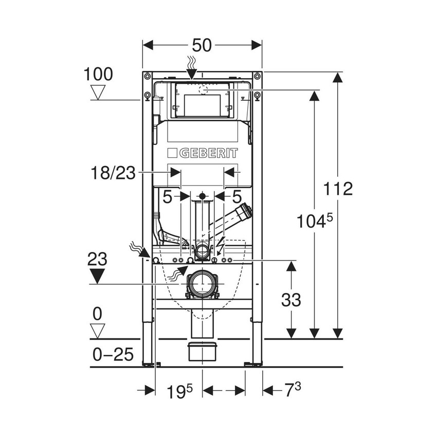 Immagine di Geberit DUOFIX modulo per WC sospeso 112 cm con cassetta di risciacquo da incasso Sigma 12 cm per aspiratore dei cattivi odori collegato a ventilazione esterna 111.908.00.6