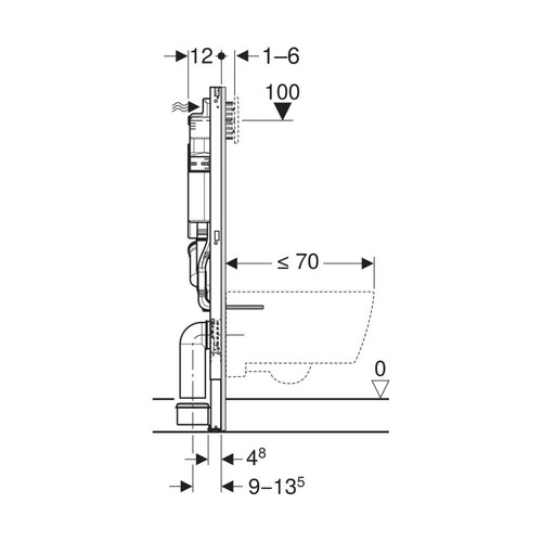 Immagine di Geberit DUOFIX modulo per WC sospeso 112 cm con cassetta di risciacquo da incasso Sigma 12 cm per aspiratore dei cattivi odori collegato a ventilazione esterna 111.908.00.6