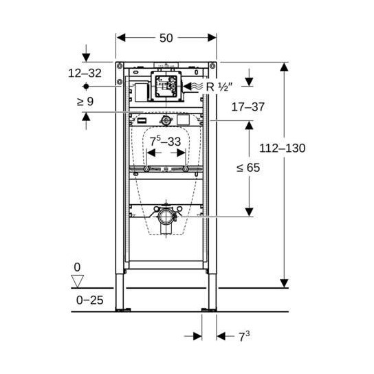 Immagine di Geberit DUOFIX modulo per orinatoio 112–130 cm universale 111.616.00.2