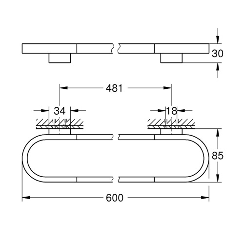 Immagine di Grohe SELECTION portasalviette L.60 cm, con fissaggio nascosto, finitura cromo 41056000