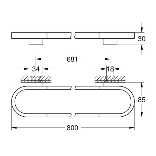 Immagine di Grohe SELECTION portasalviette L.80 cm, con fissaggio nascosto, finitura cromo 41058000
