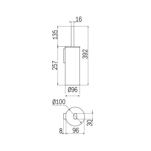 Immagine di Inda CLAIRE portascopino da parete, con bacinella in vetro fumè e scovolo nero, finitura cromo A7114BCR04
