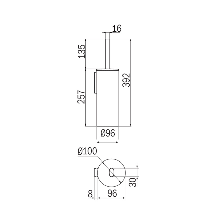 Immagine di Inda CLAIRE portascopino da parete, con bacinella in vetro fumè e scovolo nero, finitura cromo A7114BCR04