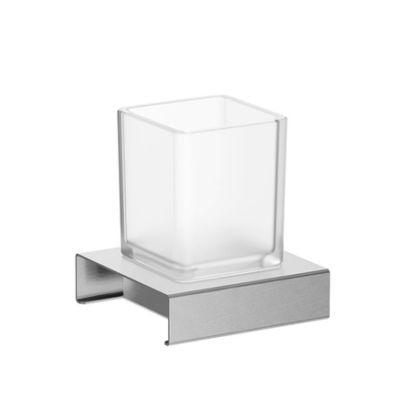 Immagine di Inda INDISSIMA modulo bicchiere a parete, in vetro satinato, finitura acciaio inox spazzolato A8810NNS21