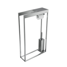 Immagine di Inda INDISSIMA piantana con portarotolo e portascopino, da appoggio, finitura acciaio inox spazzolato A88860NS