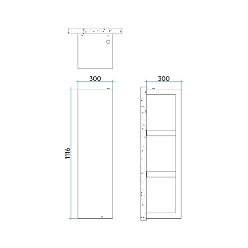 Immagine di Irsap QUADRAQUA S scaldasalviette elettrico a 3 scomparti H.111,6 L.30 P.30 cm, colore bianco standard finitura lucido  QDRS030Z01IRNNN002