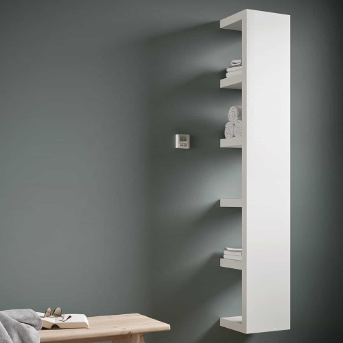 Immagine di Irsap QUADRAQUA S scaldasalviette elettrico a 3 scomparti H.111,6 L.30 P.30 cm, colore bianco standard finitura lucido  QDRS030Z01IRNNN002