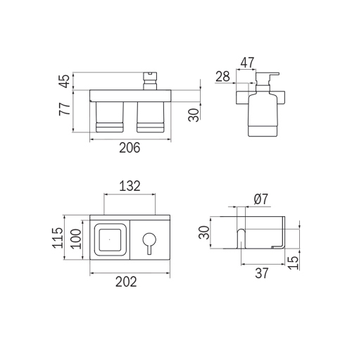 Immagine di Inda INDISSIMA_CHROME set lavabo con spandisapone e portabicchiere, a parete, finitura cromo A88K30CR21
