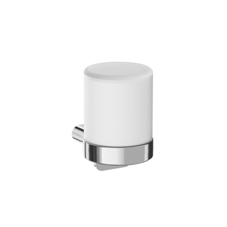 Immagine di Inda MITO spandisapone a leva a parete, con contenitore in vetro satinato, leva finitura cromo A20670CR21