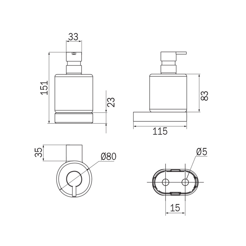 Immagine di Inda MITO spandisapone a parete, con contenitore in vetro satinato, erogatore finitura cromo A2012BCR21