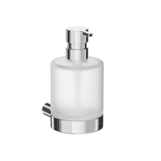 Immagine di Inda MITO spandisapone a parete, con contenitore in vetro satinato, erogatore finitura cromo A2012BCR21