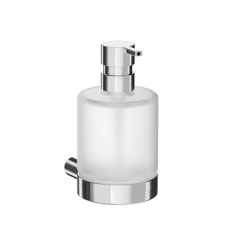 Immagine di Inda MITO spandisapone a parete, con contenitore in vetro satinato, erogatore finitura cromo A2012BCR21