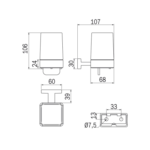 Immagine di Inda LEA spandisapone a leva a parete, con contenitore in vetro satinato, leva finitura cromo A18670CR21