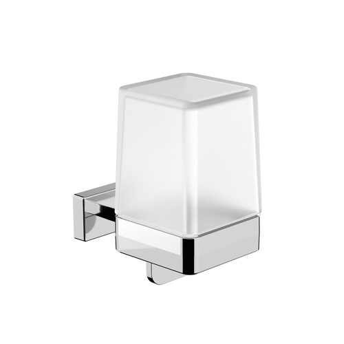 Immagine di Inda LEA spandisapone a leva a parete, con contenitore in vetro satinato, leva finitura cromo A18670CR21