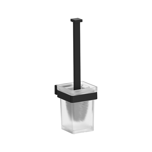 Immagine di Inda LEA portascopino da parete con bacinella in vetro satinato, scovolo colore nero A1814BNE21