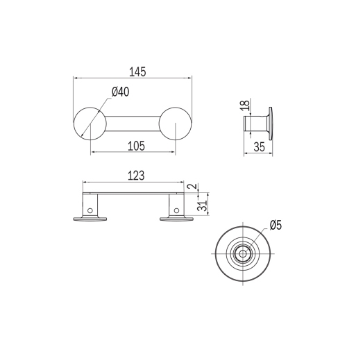 Immagine di Inda ONE appendiabiti doppio, finitura cromo AV120ECR