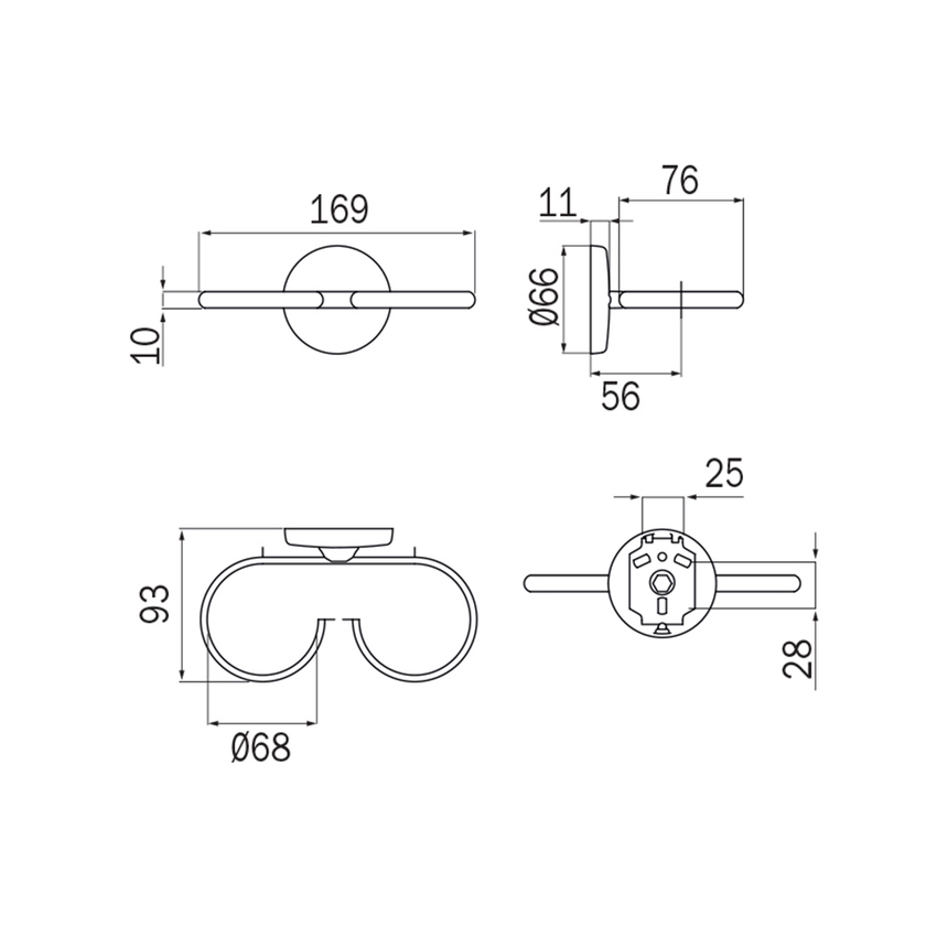 Immagine di Inda COLORELLA supporto anello doppio, finitura cromo A2317NCR003