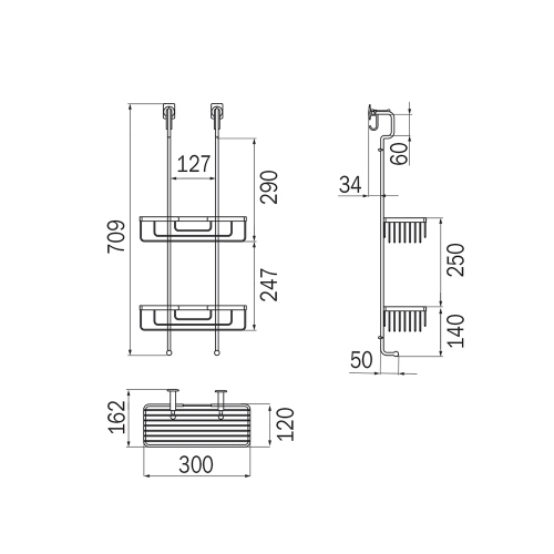 Immagine di Inda Cestino doppio appendibile, con ganci appendiabiti, finitura cromo AV0340CR