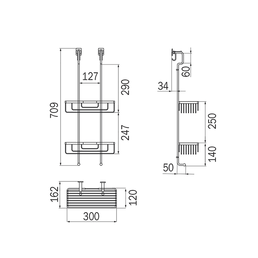 Immagine di Inda Cestino doppio appendibile, con ganci appendiabiti, finitura cromo AV0340CR
