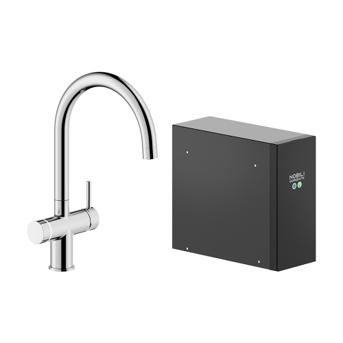 Immagine di Nobili SORGENTE FRIZZA miscelatore bicomando elettronico con sistema frigo-gasatore H.39 cm, con bocca girevole, finitura cromo LV0K133/EFRCR