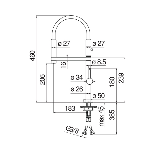 Immagine di Nobili MOVE miscelatore monocomando per lavello, con bocca girevole, finitura cromo MV92400/50CR