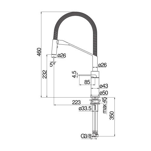 Immagine di Nobili HERON miscelatore monocomando per lavello, con bocca girevole e doccetta a 2 getti, finitura cromo HR125300CB