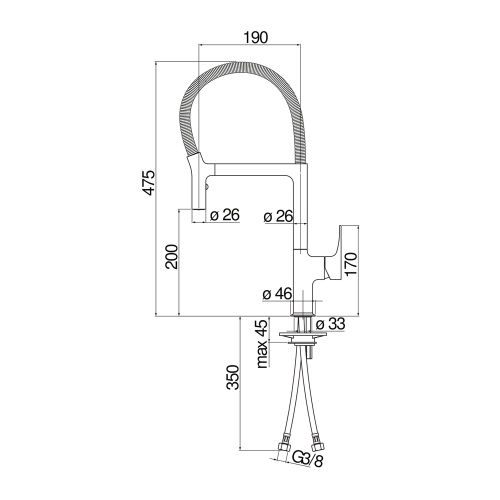 Immagine di Nobili YPSILON miscelatore monocomando per lavello, con bocca girevole e doccetta a 2 getti orientabile, finitura cromo MP120300CR