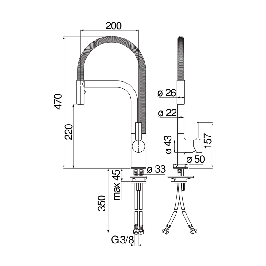 Immagine di Nobili MASTER miscelatore monocomando per lavello, con bocca girevole e doccetta 2 getti orientabile, finitura cromo MP118300CR