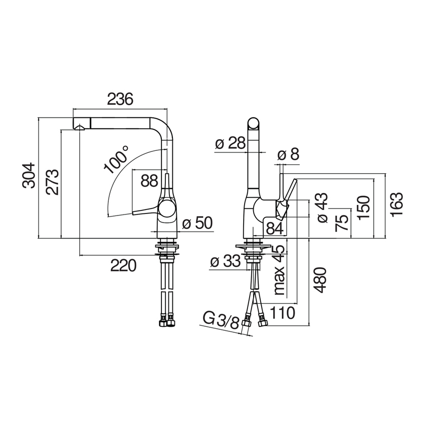 Immagine di Nobili MANIA miscelatore monocomando per lavello, con bocca girevole, finitura cromo CU128113CR