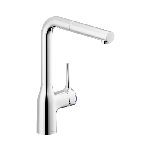 Immagine di Nobili MANIA miscelatore monocomando per lavello, con bocca girevole e doccetta monogetto estraibile, finitura cromo CU128117/1CR