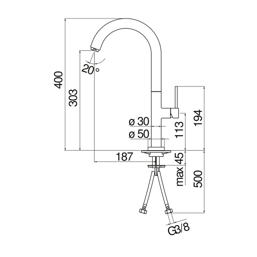 Immagine di Nobili POP miscelatore monocomando per lavello, con bocca girevole 360°, finitura cromo PO108113CR