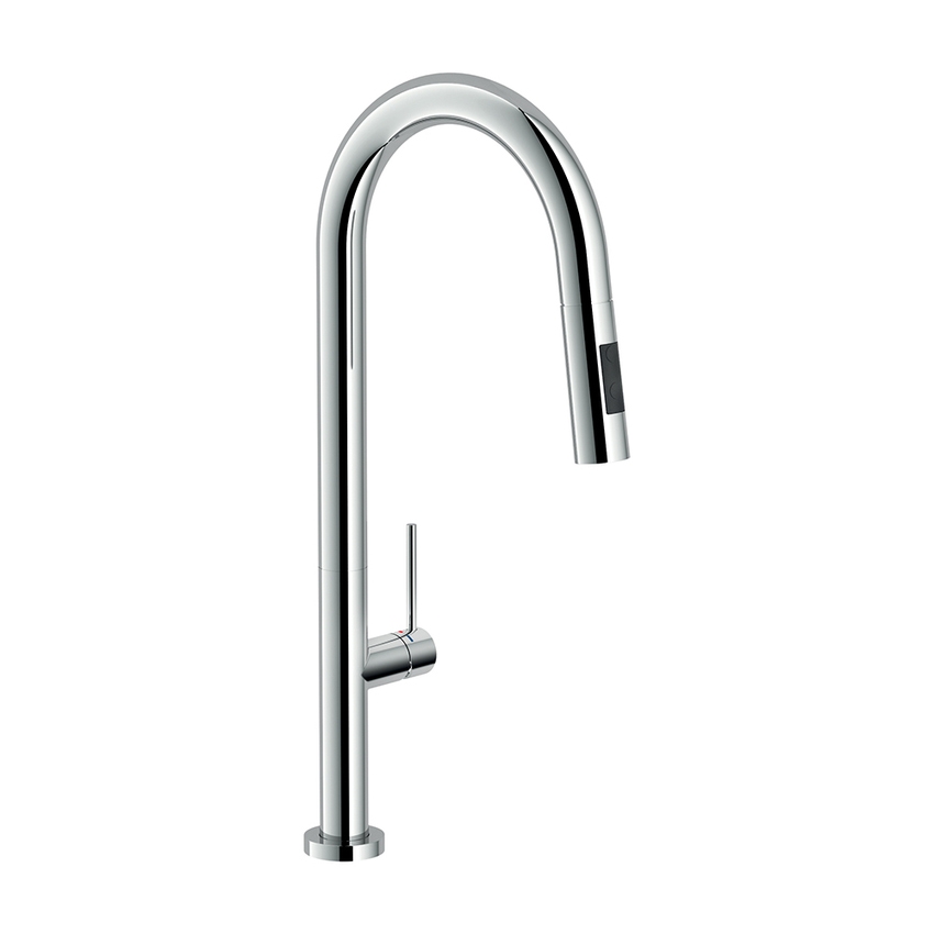 Immagine di Nobili POP miscelatore monocomando per lavello, con bocca girevole 360° e doccetta a 2 getti estraibile, finitura cromo PO108137CR