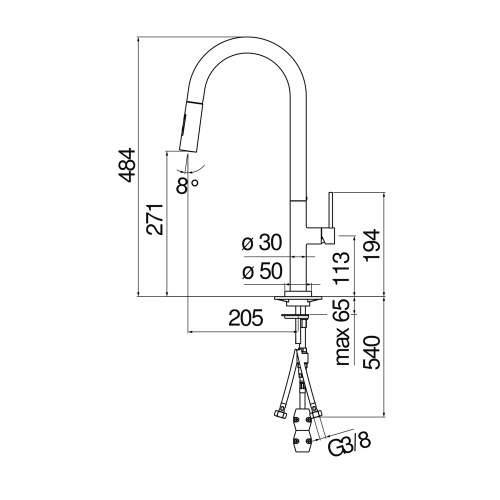 Immagine di Nobili POP miscelatore monocomando per lavello, con bocca girevole 360° e doccetta a 2 getti estraibile, finitura cromo PO108137CR