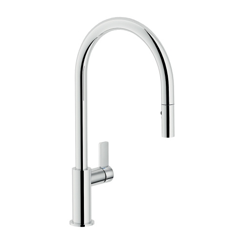 Immagine di Nobili FLAG miscelatore monocomando per lavello, con bocca girevole e doccetta a 2 getti estraibile, finitura cromo FL96137CR