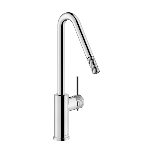 Immagine di Nobili RESPIRO miscelatore monocomando per lavello, con bocca girevole e doccetta monogetto estraibile, finitura cromo RS131117CR