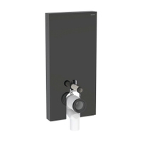 Immagine di Geberit MONOLITH modulo sanitario per WC a pavimento H.101 cm, rivestimento laterale in alluminio nero cromato, rivestimento frontale colore bianco finitura vetro lucido 131.002.SJ.6