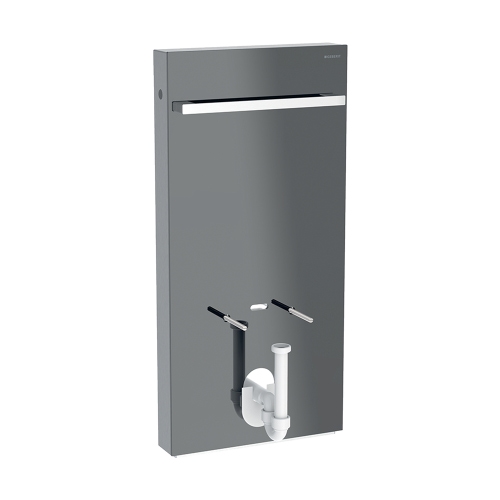 Immagine di Geberit MONOLITH modulo sanitario per bidet H.101 cm, con portasalviette, rivestimento laterale in alluminio nero cromato, rivestimento frontale colore lava finitura vetro lucido 131.030.JK.5